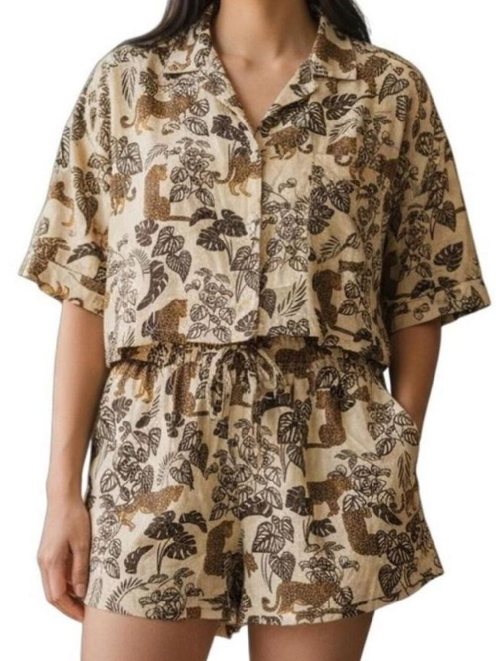 Entire Closet $5! Violet Sky Matching Two Piece Shorts & Crop Button Down Shirt - Picture 14 of 15